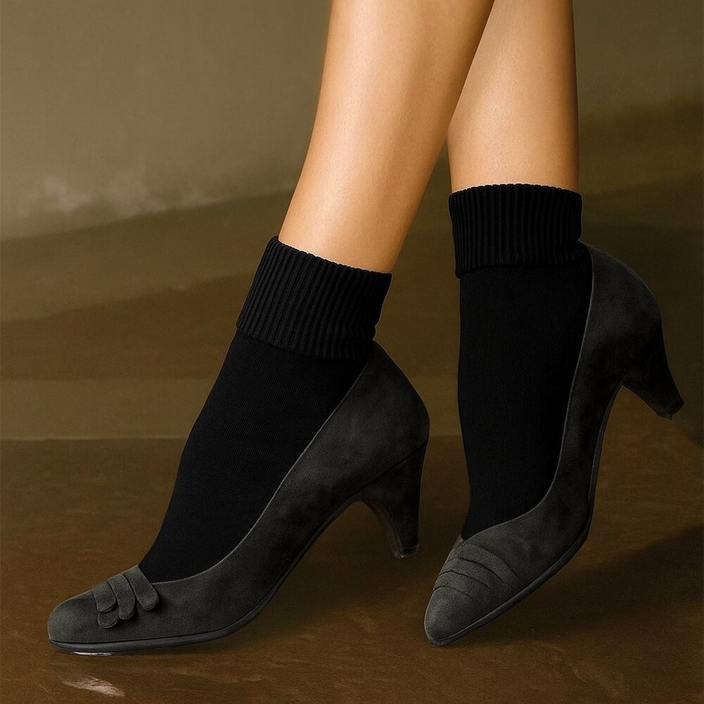 Trasparenze Giulia Cotton Sock with Turnover One Size Black